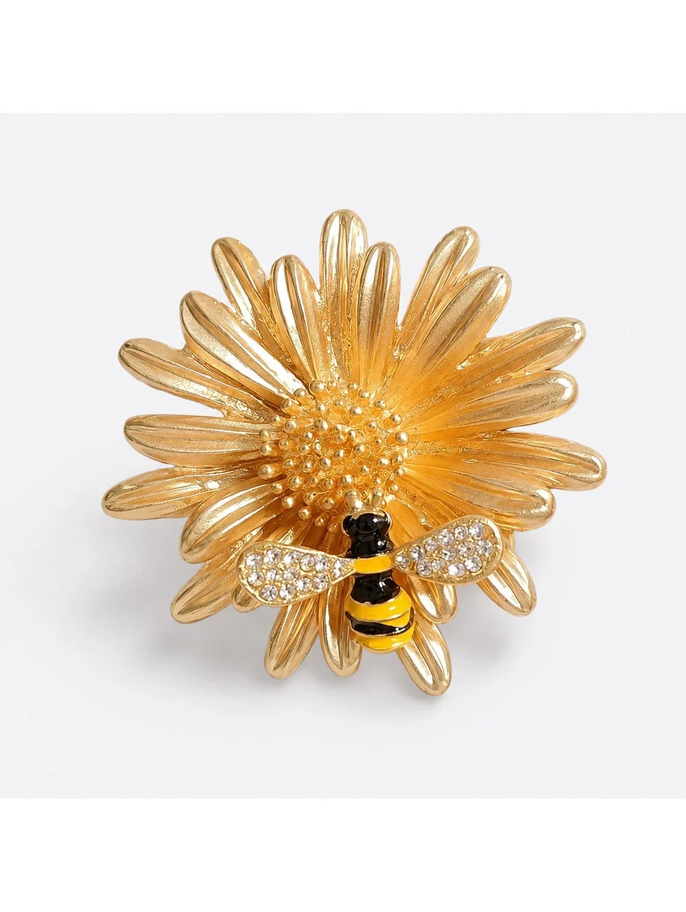 Artisanal Painted Daisy and Bee Brooch Pin
